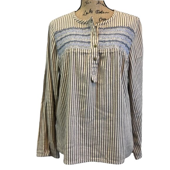Current Elliott Cottage French Country Smocked Pop Over Blouse Size 2 - Picture 2 of 10